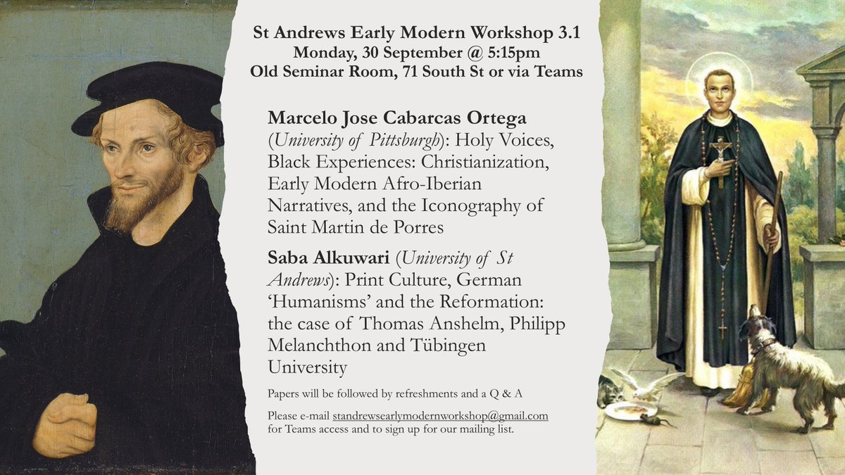 MONDAY MONDAY MONDAY - Join us in person (Old Seminar Room, 71 South St) or on Teams (DM for link!) for our FIRST session of the term! St Martin de Porres and Philipp Melanchthon - Name a more ICONIC duo!