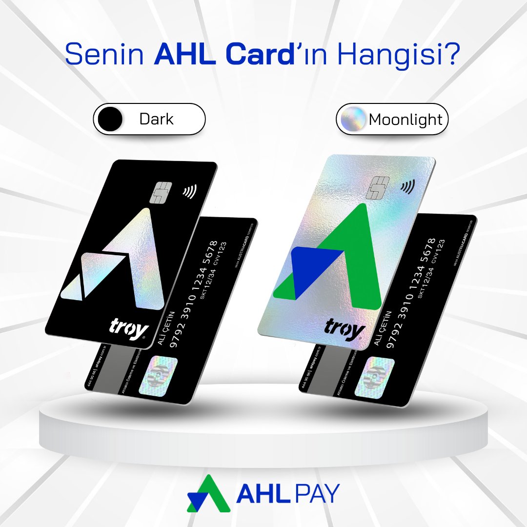AHL_Pay's tweet photo. Senin AHL Card'ın hangisi?
Dark mı? ⚫️
Moonlight mı? 🪩

Troy logolu AHL Card'lar tüm avantajlarıyla seni bekliyor. Uygulamaya gir, kullanıcı oluştur, AHL Card tercihini yap, hemen adresine gelsin.

📲 https://t.co/N8wL200BA7

#AHLCard #Dark #Moonlight #AHLPay #Troy #Kart #ÖnÖdemeliKart #PrePaidCard