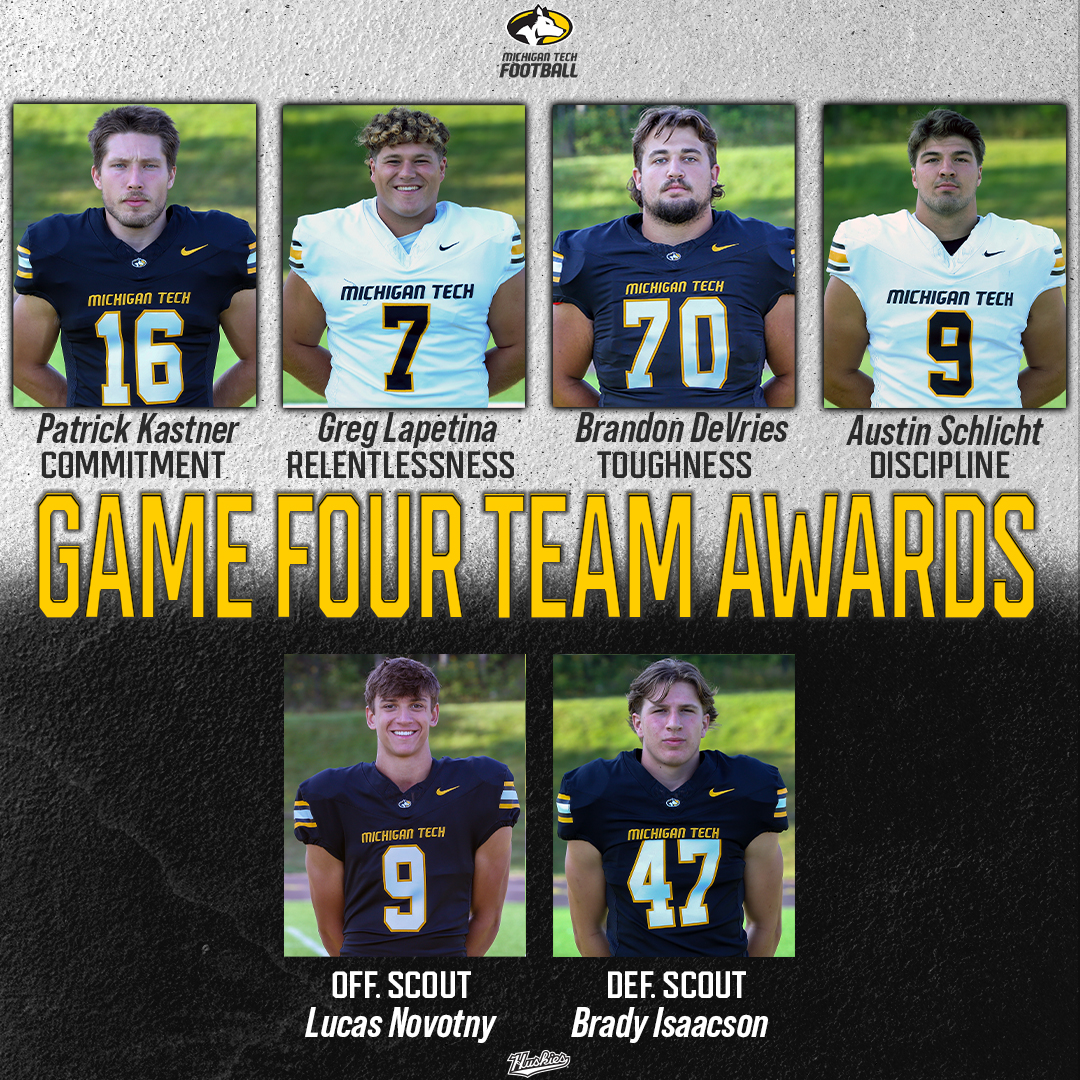 Team Awards from Game 4

Commitment: Patrick Kastner
Relentlessness: Greg Lapetina
Toughness: Brandon DeVries
Discipline: Austin Schlicht
Off. Scout: Lucas Novotny
Def. Scout: Brady Isaacson

#CRTD | #FollowTheHuskies