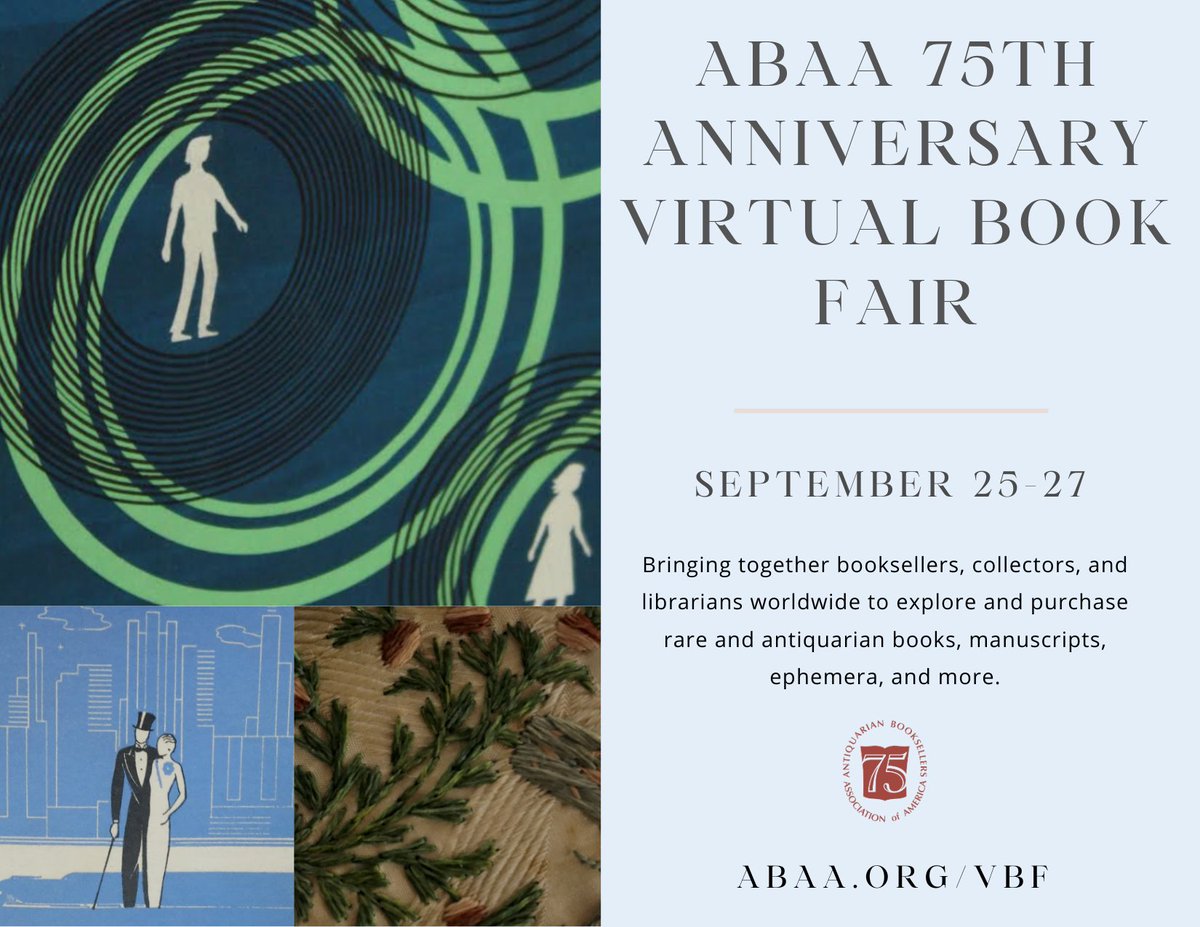 oakknollbooks's tweet photo. Now open - ABAA 75th Anniversary Virtual Book Fair!

Check out Oak Knoll's virtual booth: https://t.co/Invu1sij4j

The fair is open until Friday at 7pm ET

#oakknollbooks #booksaboutbooks #books #abaavbf #rarebooks #antiquarianbooks #printing #finepress #privatepress #bookarts https://t.co/GAg25UBOmE
