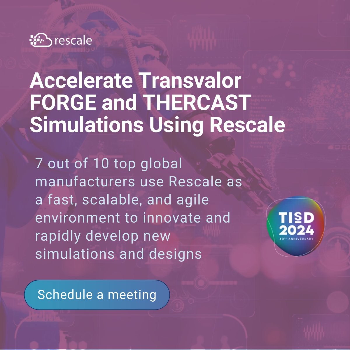 RescaleInc's tweet image. Heading to TISD in France next week? See why 7 of the 10 top global manufacturing companies are using Rescale’s AI-powered cloud high performance computing platform.

Schedule a meeting: tinyurl.com/295zdr5k

#TISD2024 #Transvalor