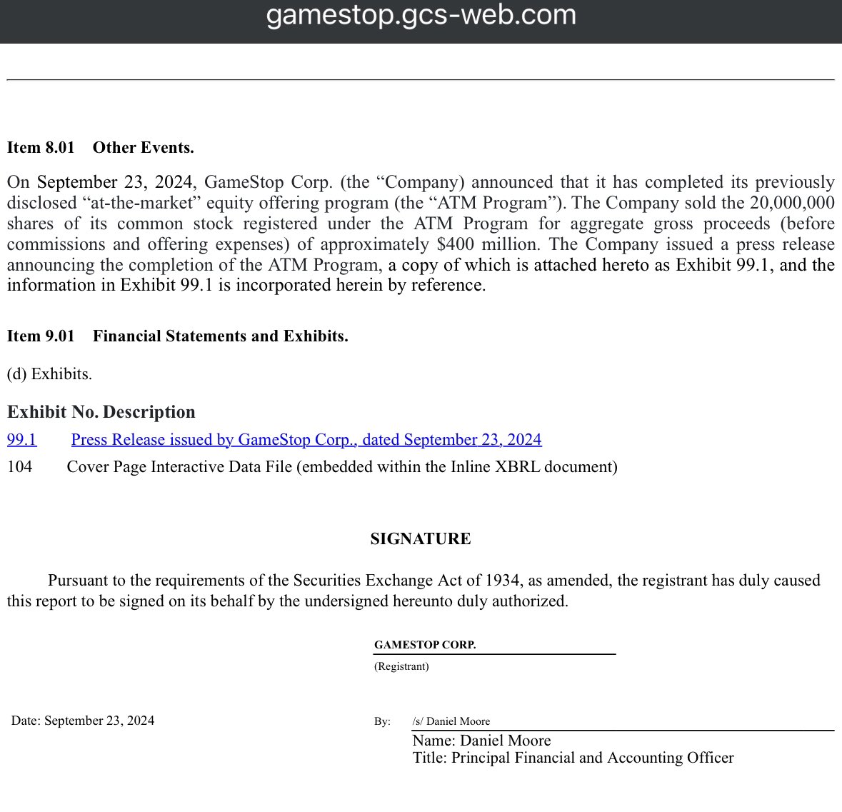 Malone_Wealth's tweet photo. GameStop 8-K just filed. The company now has almost $5 billion in cash with virtually no debt. https://t.co/56KGFhT2Ke