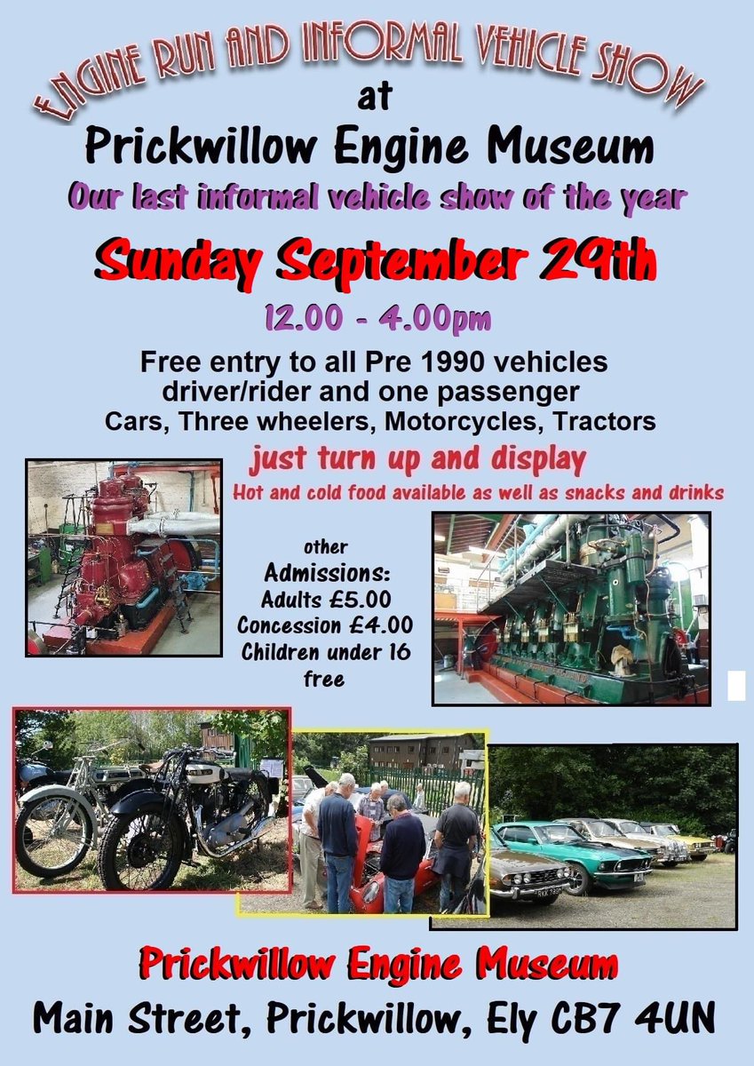 Prickwillow Engine Museum (@fenenginemuseum) on Twitter photo Come along to the #PrickwillowMuseum this Sunday for our last #EngineRun Day and informal #VehicleShow of the year. <a href="/SpottedInEly/">Spotted In Ely</a> Come along to the #PrickwillowMuseum this Sunday for our last #EngineRun Day and informal #VehicleShow of the year. <a href="/SpottedInEly/">Spotted In Ely</a>