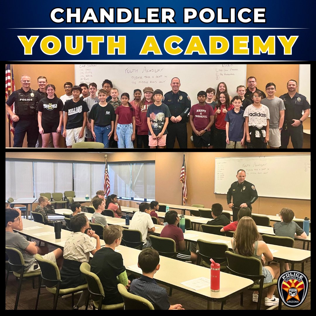 The Chandler Police Youth Academy aims to develop future leaders by educating young individuals about the department's functions and all the different roles. Participants acquire leadership skills through interactive activities and become positive examples for the upcoming