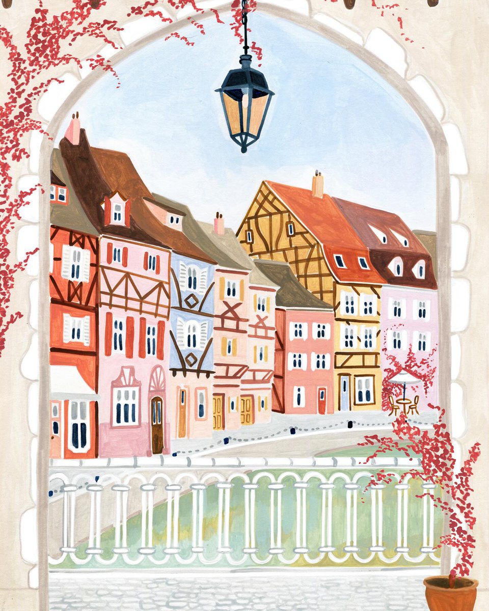 dr_avc's tweet photo. The sunny weather seems to have disappeared again here in the UK. Definitely an Autumn feel in the air today 🍂 Here’s Colmar, France 🇫🇷

#illustration #illustrator #travelillustration #colmar #graphic #acrylicpainting #image #picture https://t.co/IonONKCf2y