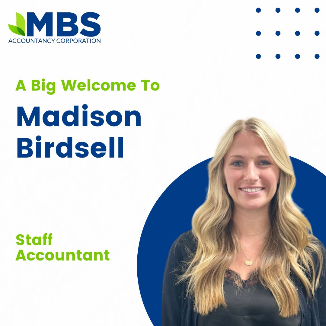 🎉 Help us welcome Madison Birdsell to our team!! 🎉 As one of our accountants, Madison is helping us handle our clients' bookkeeping needs and also preparing tax returns. Her self-motivation, discipline, and confidence make her a great fit for our team!