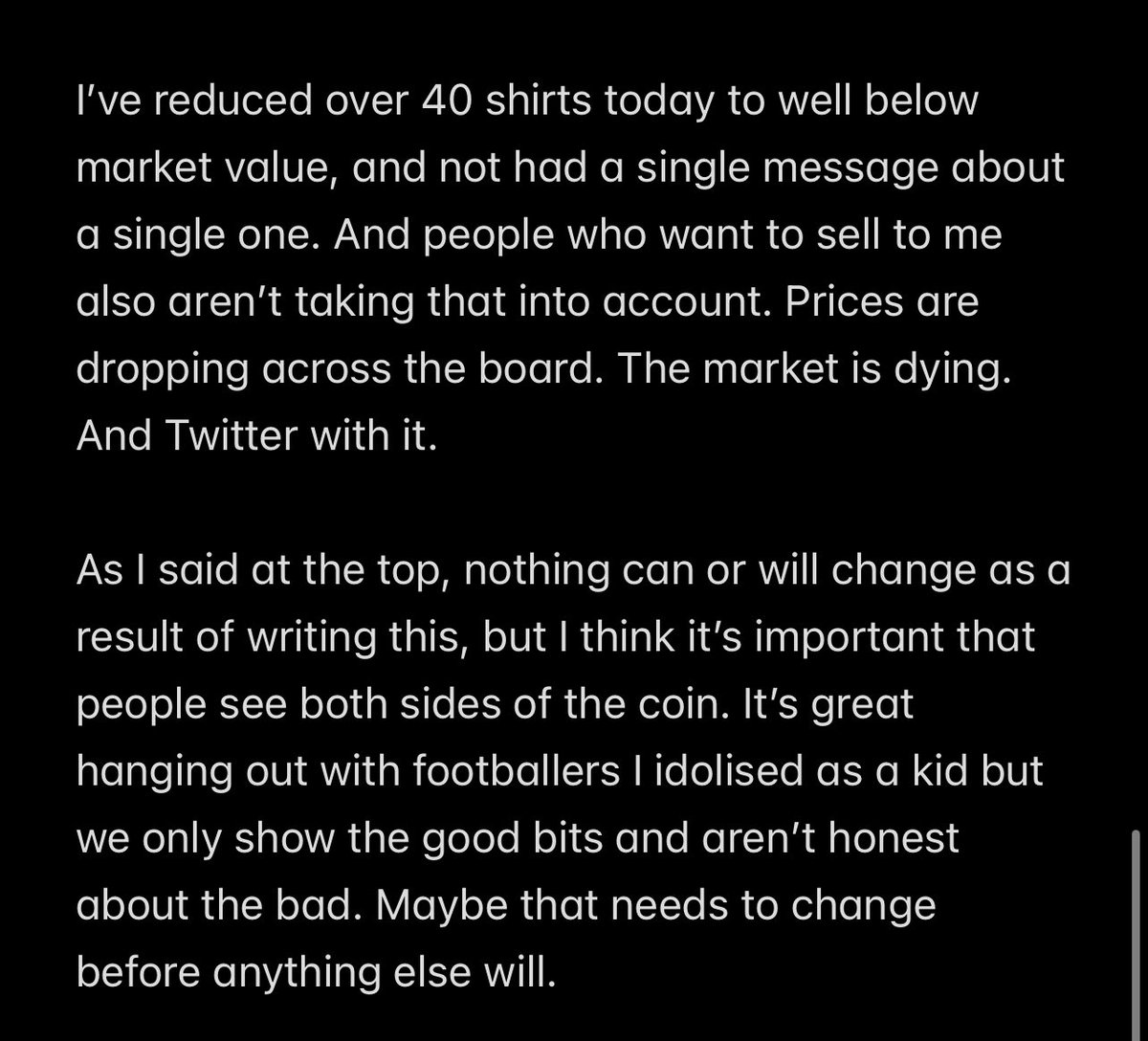 ClassicshirtCDF's tweet photo. Bit of an offload; just feeling a bit under it right now. https://t.co/KlSEbPHWmv