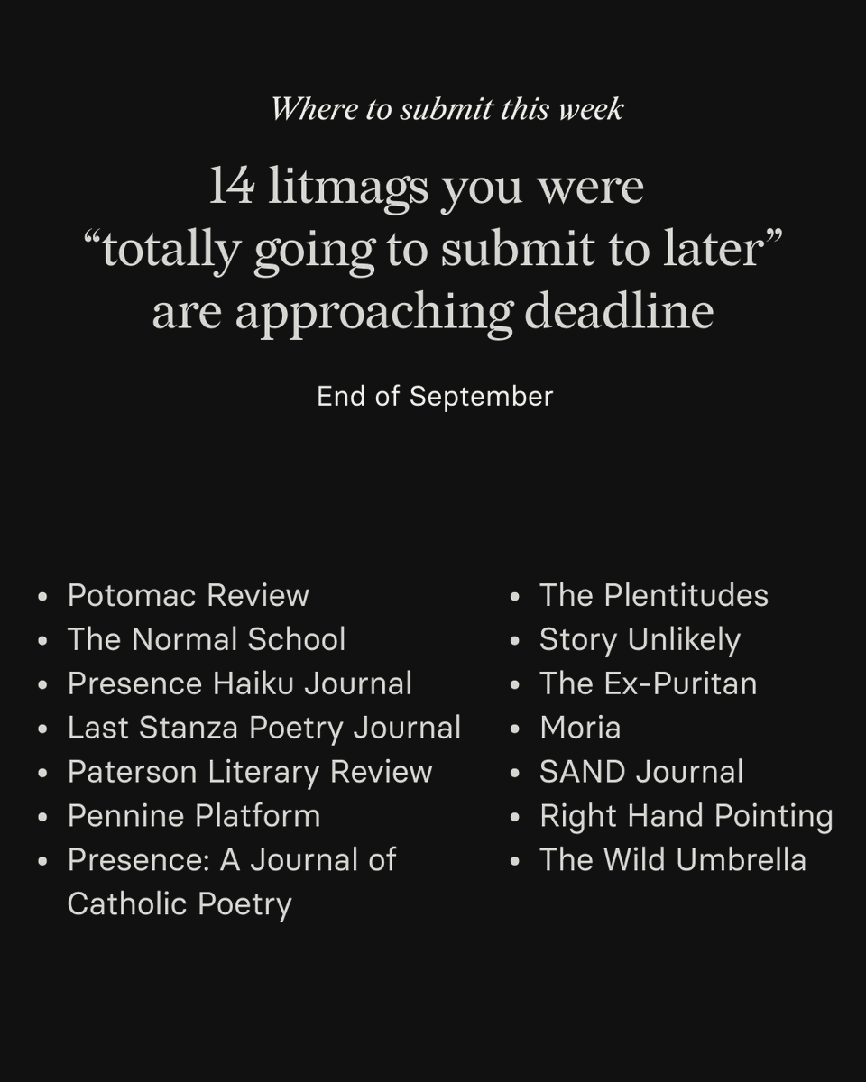 Important delivery for my fellow procrastinators (; 

Search all of these pubs &amp; their details: chillsubs.com/browse

#WritingCommunity