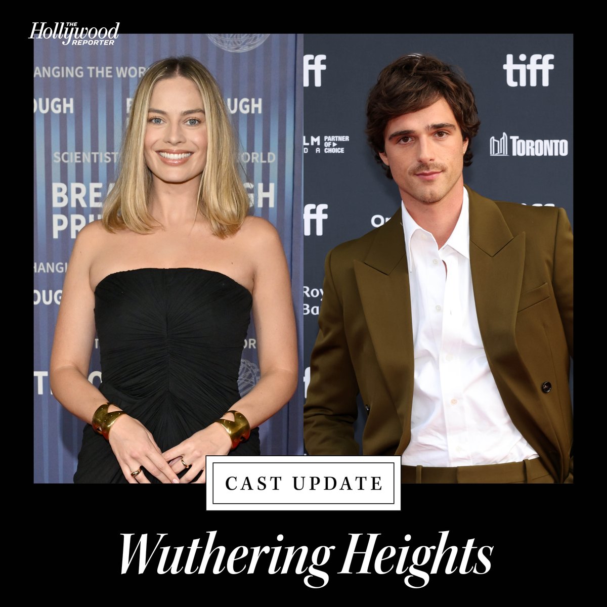 THR's tweet image. Margot Robbie and Jacob Elordi are set to star in director Emerald Fennell‘s feature adaptation of 'Wuthering Heights,' based on Emily Brontë’s classic novel of the same name  thr.cm/jrBdSYF