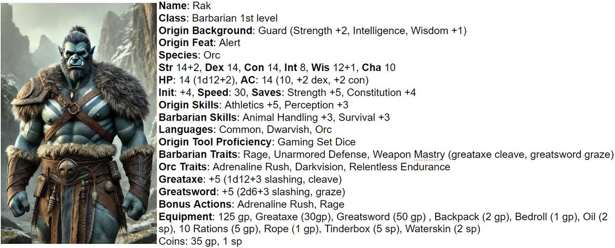 nateascher's tweet photo. https://t.co/Qnh1zaEPID 
#dungeonsanddragons #characters #DnD #dnd2024 #5R https://t.co/QQEuOP3DYG