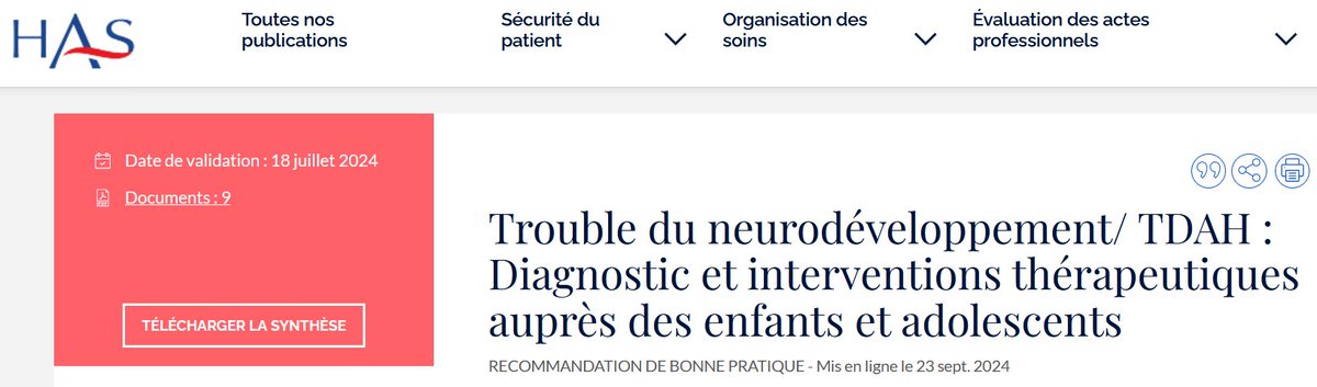 Franck Ramus (compte déserté) (@franckramus) on Twitter photo Maintenant que la <a href="/HAS_sante/">Haute Autorité de santé</a> a publié sa recommandation de bonne pratique sur le #TDAH, conforme au consensus scientifique international, @FranceInter va-t-elle lui donner autant d'écho qu'à Caroline Goldman qui racontait tout le contraire? <a href="/mediatriceRF/">La Médiatrice</a>
has-sante.fr/jcms/p_3302482… Maintenant que la <a href="/HAS_sante/">Haute Autorité de santé</a> a publié sa recommandation de bonne pratique sur le #TDAH, conforme au consensus scientifique international, @FranceInter va-t-elle lui donner autant d'écho qu'à Caroline Goldman qui racontait tout le contraire? <a href="/mediatriceRF/">La Médiatrice</a>
has-sante.fr/jcms/p_3302482…
