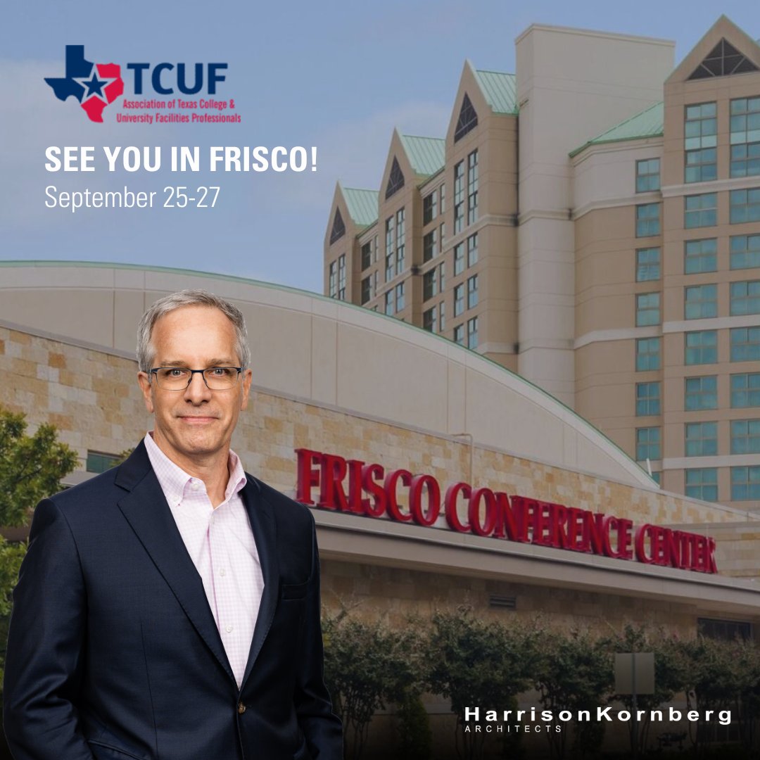 @harrisonkornberg_architects will be at #TCUF2024 this week in Frisco, Texas! 🎉

We can’t wait to connect with fellow professionals and higher education teams from across Texas. See you there!

#highereducation #highered #universityarchitecture #texasuniversities #texascolleges