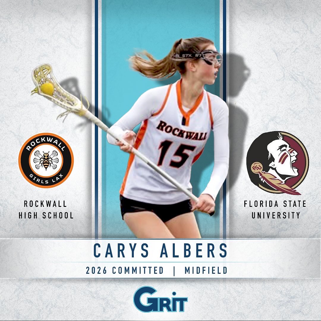 Congratulations to Carys Albers ('26, M, Rockwall) on her commitment to FLORIDA STATE UNIVERSITY!

#PlayGRITLax
