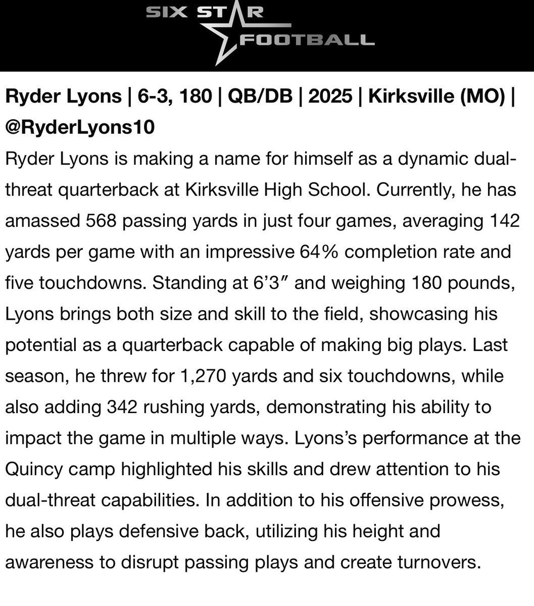 Thank you <a href="/6starfootballMO/">Six Star Football | MISSOURI</a> for the shout out!!