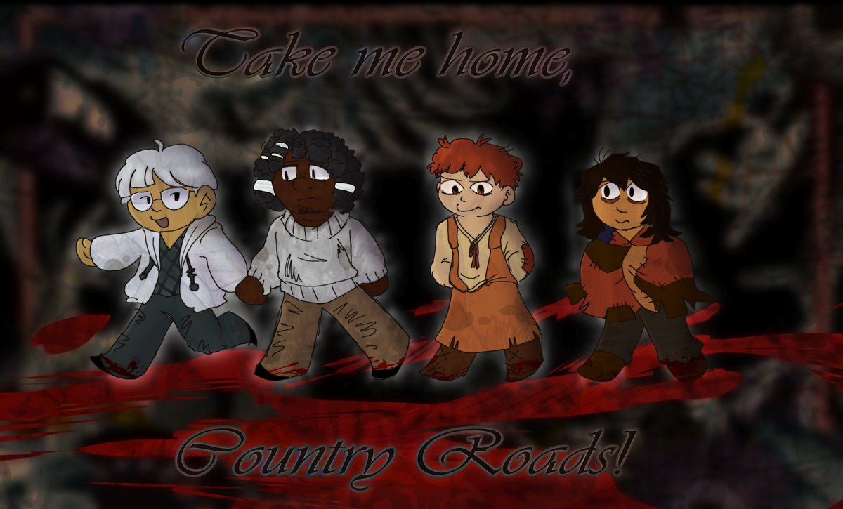 loving hymns for the road so far! have a doodle of my favorite road trip crew. nonbinary people going to brunch
(l:r - glass, silver, amber, copper)

[ <a href="/Site107/">Hodgepodge Audio Fiction 🏳️‍🌈🏳️‍⚧️🇵🇸</a> #hymnsfortheroad #hftr ]