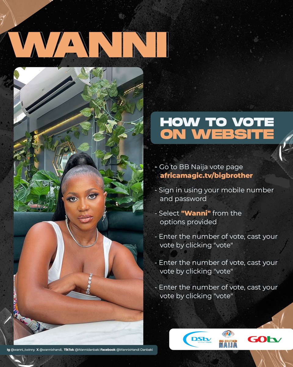 WannixHandi's tweet photo. EnergySquad☄️ na only us get ourselves oooo

VOTE WANNI ONE THE MyDStv app & Gotv app and on the website: https://t.co/0V4v82xHqr

We won’t stop voting till the voting lines are closed, abeg EnergySquad☄️ we no fit loose guard, abegggg 🙏🏾

WANNI X 100M
#HandiDanbaki
#WanniDanbaki
#BBNaija