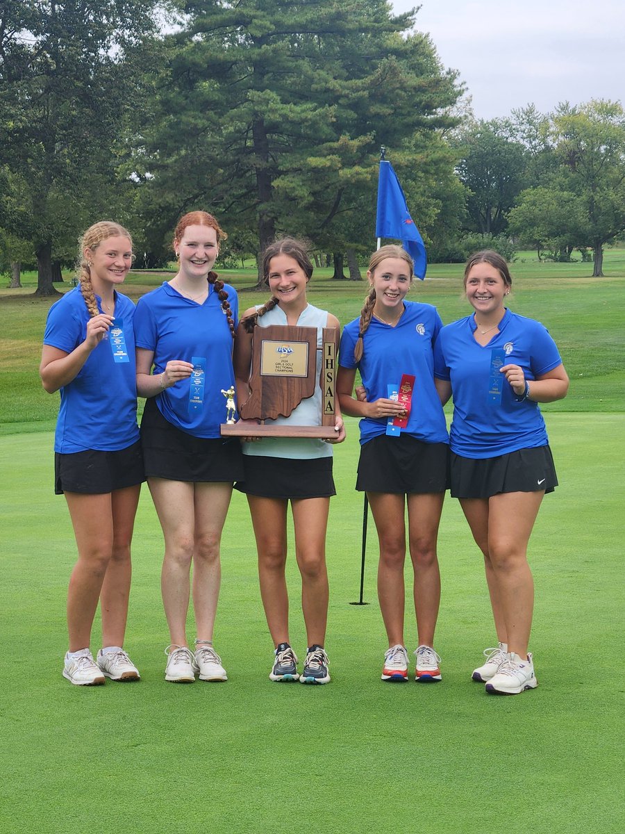 chatardgolf's tweet photo. Positive attitudes, hard work, never giving up, and faith pays off.   So proud of these ladies.   Sectionals Champs!!!!    Regionals is Saturday at The Edge. https://t.co/pIEVxrSHPq