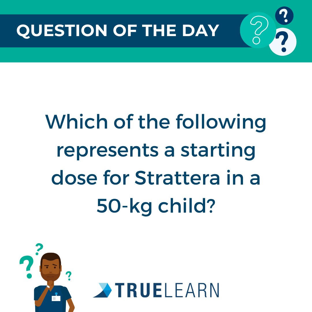 TrueLearnLLC's tweet photo. #QOTD

1. 18 mg once daily
2. 25 mg once daily
3. 40 mg once daily
4. 60 mg once daily
5. 100 mg once daily

Answer: Comment below your best guess!

#naplex #pharmacy #pharmacystudent #pharmacyschool #healthcare #questionoftheday #smartbank #practicequestions #truelearn https://t.co/T3jJjfqbB5
