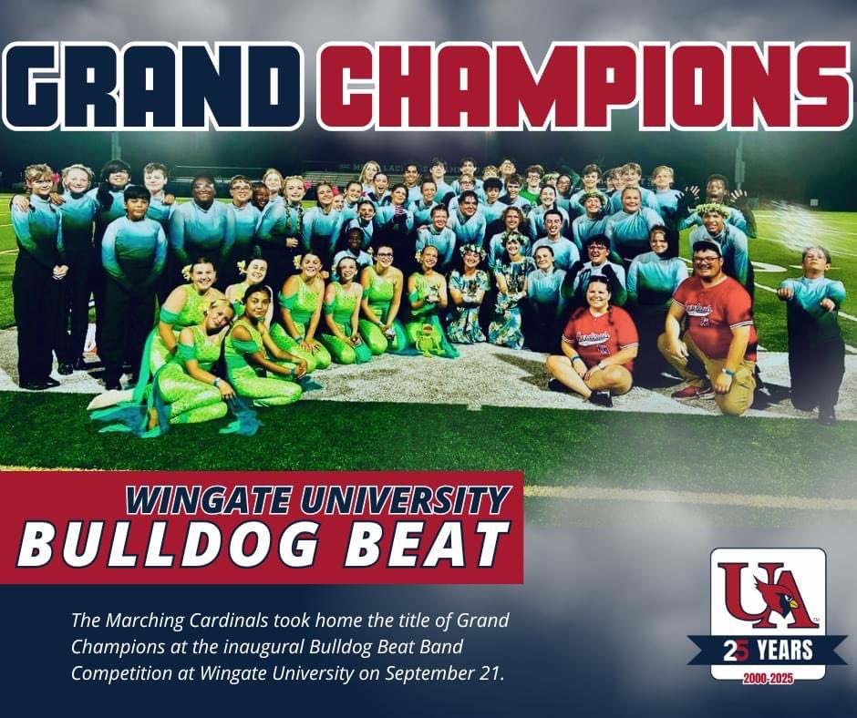 UACharterSchool (@uacharterschool) on Twitter photo ๐๐ฅ๐๐ก๐ ๐๐๐๐ ๐ฃ๐๐ข๐ก๐ฆ! ๐๐
The Marching Cardinals started their season strong at Wingate University, bringing home the **Grand Champion** award for the highest score of the day! ๐บ๐ฉ
#WeAreUA #MarchingCardinals #GrandChampions #Proud #25Years
<a href="/JZUAHS/">Jim Zorn</a> <a href="/JSuttonSmith/">Jennifer SuttonSmith</a> ๐๐ฅ๐๐ก๐ ๐๐๐๐ ๐ฃ๐๐ข๐ก๐ฆ! ๐๐
The Marching Cardinals started their season strong at Wingate University, bringing home the **Grand Champion** award for the highest score of the day! ๐บ๐ฉ
#WeAreUA #MarchingCardinals #GrandChampions #Proud #25Years
<a href="/JZUAHS/">Jim Zorn</a> <a href="/JSuttonSmith/">Jennifer SuttonSmith</a>