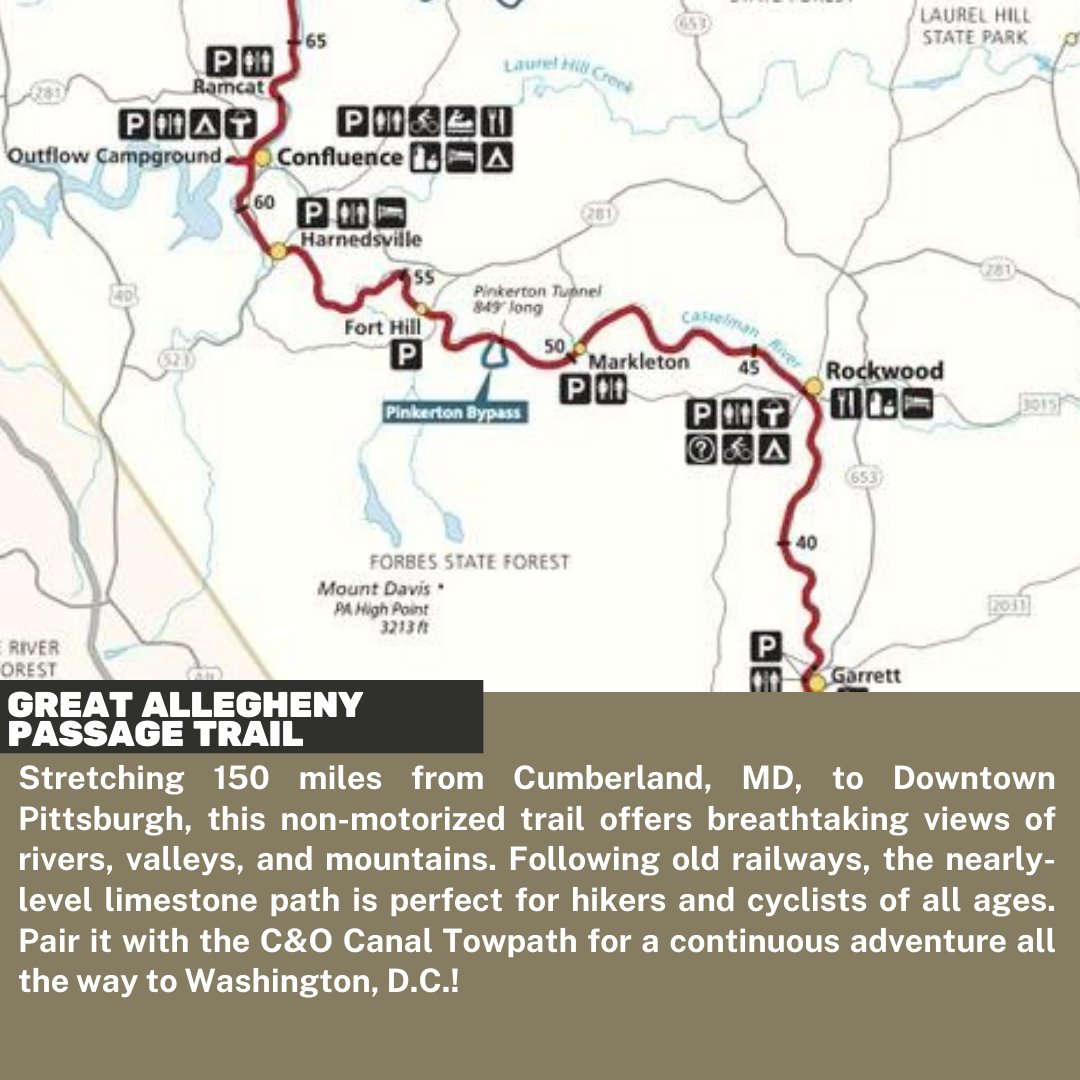 landforcepgh's tweet image. PA Trails Month continues! Fall in PA is the perfect time to explore the Great Allegheny Passage (@GAP_Trail), a 150-mile trail from Pittsburgh to Cumberland, MD. Stunning views await! 

#PATrailsMonth #ExplorePA #GreatAlleghenyPassage