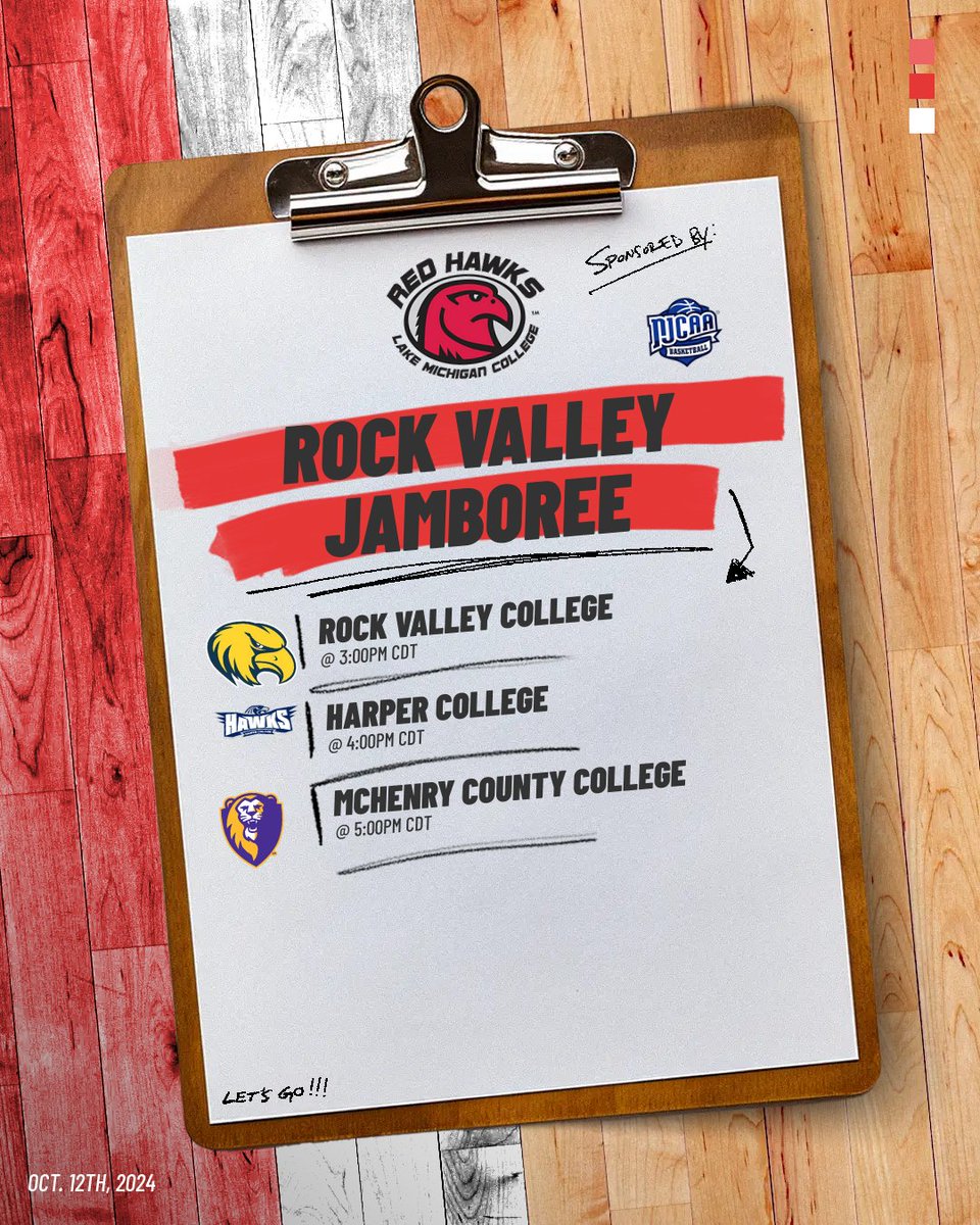 Lake Michigan College MBB (@lmc_mbb) on Twitter photo Locked into the <a href="/RockMbb/">Rock Valley College MBB</a> Jamboree on Oct. 12th🔒
🆚 <a href="/RockMbb/">Rock Valley College MBB</a> @ 3:00pm CDT
🆚 <a href="/HarperHawksMBB/">Harper College Basketball</a> @ 4:00pm CDT
🆚 <a href="/MCCScotsHoops/">MCC Men's Basketball</a> @ 5:00pm CDT
#TheLakeShow #TalonTough Locked into the <a href="/RockMbb/">Rock Valley College MBB</a> Jamboree on Oct. 12th🔒
🆚 <a href="/RockMbb/">Rock Valley College MBB</a> @ 3:00pm CDT
🆚 <a href="/HarperHawksMBB/">Harper College Basketball</a> @ 4:00pm CDT
🆚 <a href="/MCCScotsHoops/">MCC Men's Basketball</a> @ 5:00pm CDT
#TheLakeShow #TalonTough
