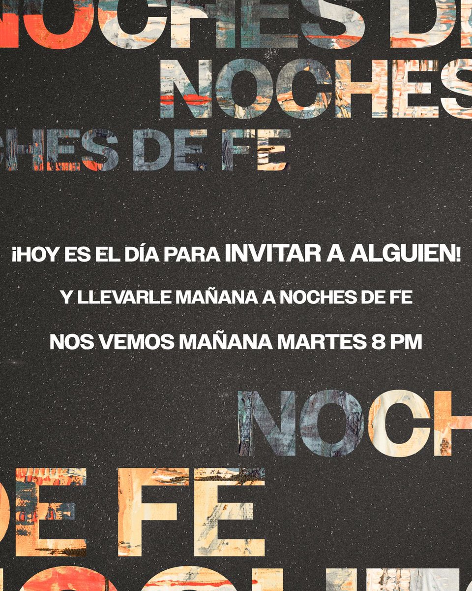 cdfemty's tweet photo. ¿Ya tienes a tu invitado para el día de mañana?
Seamos de bendición para la gente que amamos y lleguemos mañana 8PM para vivir una Noche de Fe llena de la palabra de Dios.
¡Ahí nos vemos!
#NochesDeFe #EresBienvenidoEscuchadoYAmado #CasaDeFe https://t.co/CqbwSLbdpH