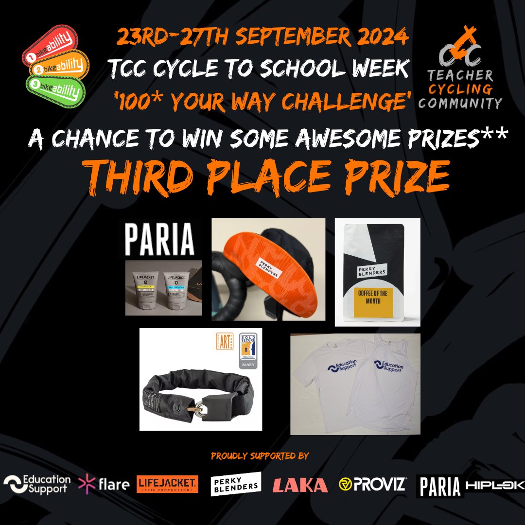 Day 1 of #cycletoschoolweek #100yourway for @bikeabilityuk and @edsupportuk 

There’s still time to get involved, enter the competition and donate too

teachercycling.com/cycle-to-schoo…

#teach #cycle #commutebybike #teachersfollowteachers #ukedchat #ukcyclingchat