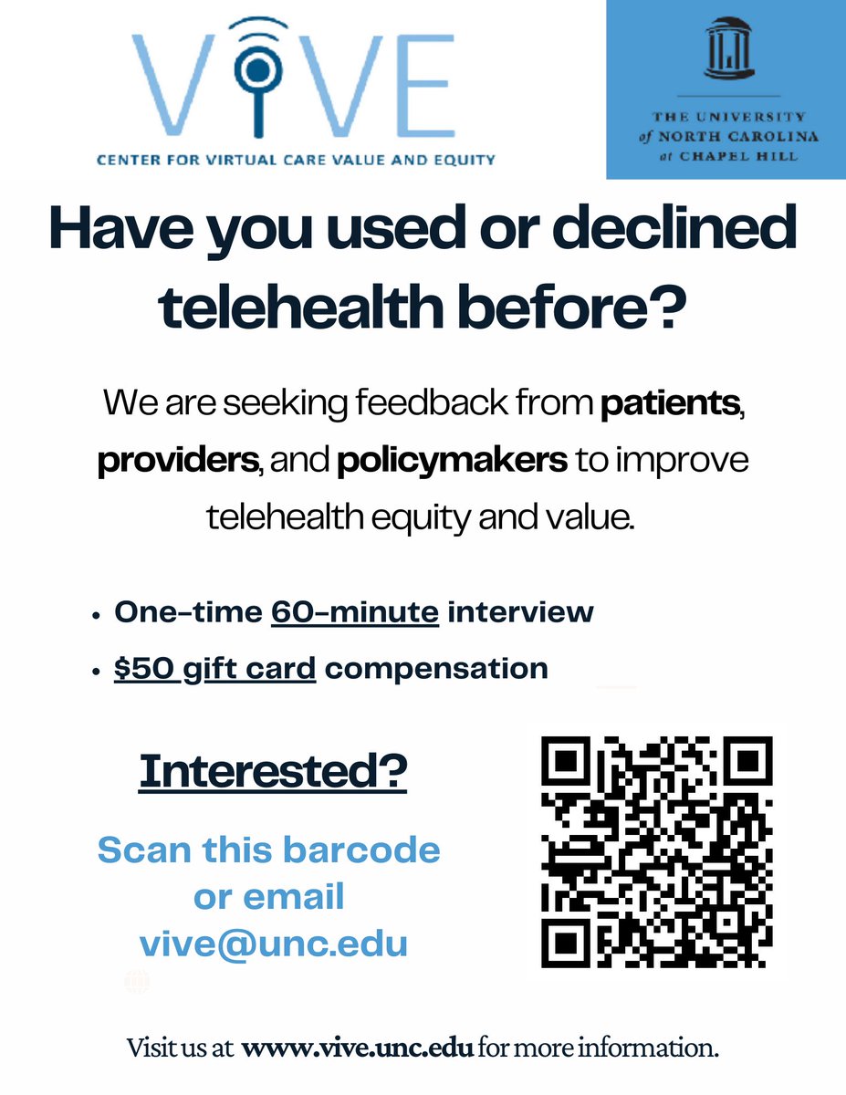 Participate in this telehealth equity and value study being conducted by our colleagues at the Center for Virtual Care Value and Equity!
