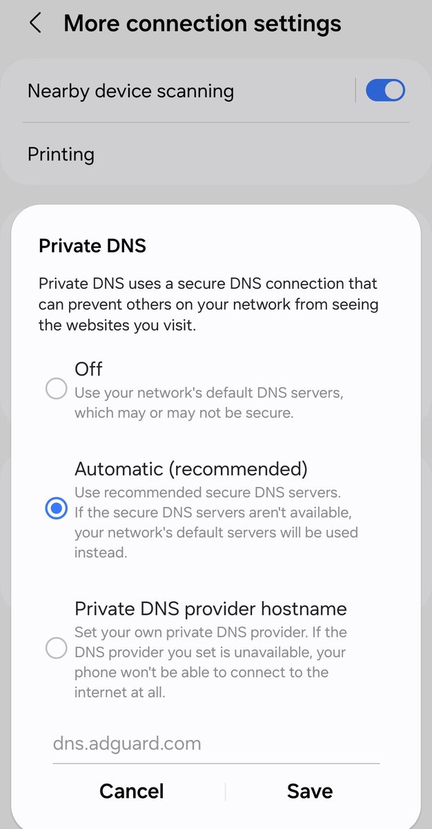 TejaTarakfan's tweet photo. Change Private DNS to
Automatic
#JioFiber problem will solve
#Jiodown
#Jiofiber https://t.co/NvHnXYWtpw