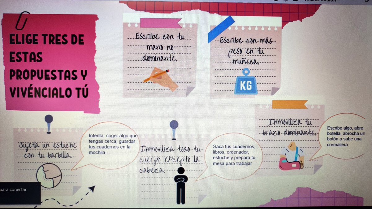 Ponernos en el lugar del alumnado con discapacidad motórica. Escribe con la mano que no es dominante, paraliza un brazo y haz todas las acciones con el otro. ¿Cómo te ves? ¿Qué sientes? #EEDF