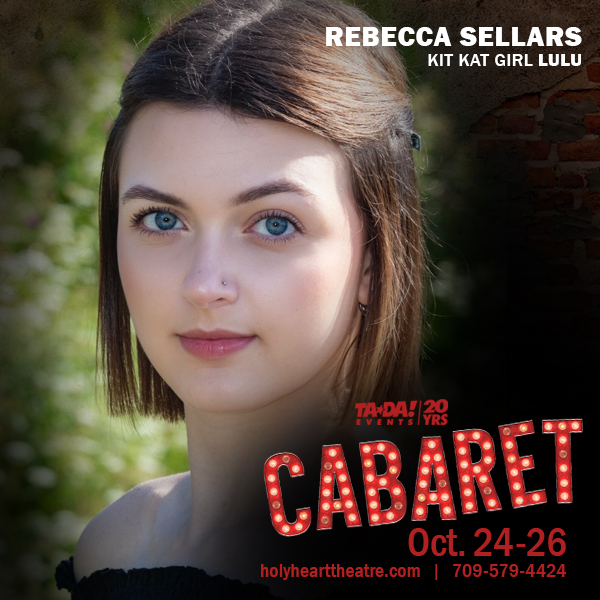 ⭐️Meet the wildly talented cast of CABARET! ⭐️Rebecca Sellars performs as Kit Kat girl Lulu.
-----------
Oct 24-26, Holy Heart Theatre. Immersive pre-show performances at 7:15pm. Tickets at showpass.com/cabaret-4/
#CabaretNL