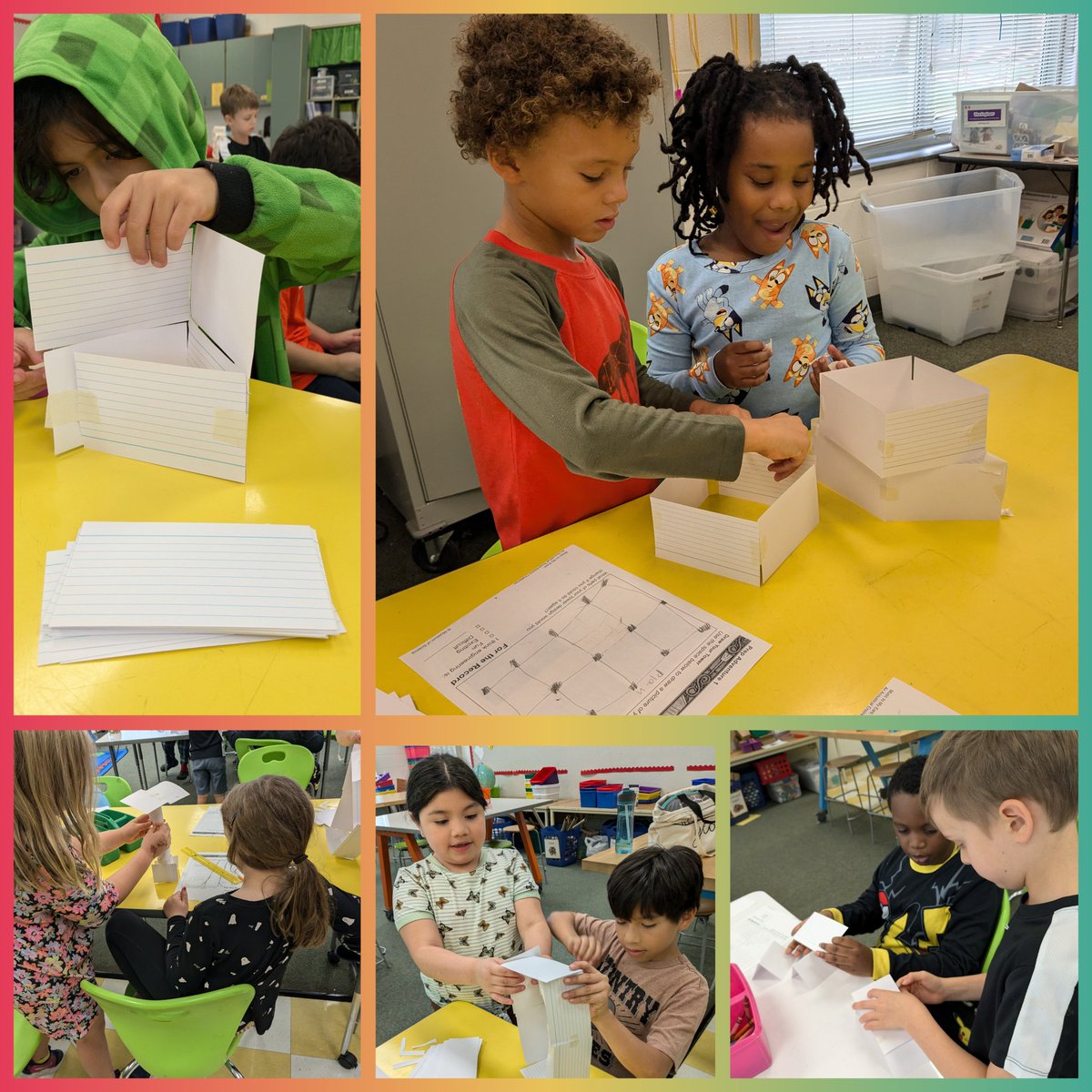 These amazing engineers had a great time collaborating to build a tower using index cards and tape. <a href="/BrentwoodMESE/">Brentwood Magnet Elementary School of Engineering</a> #MakerSpace