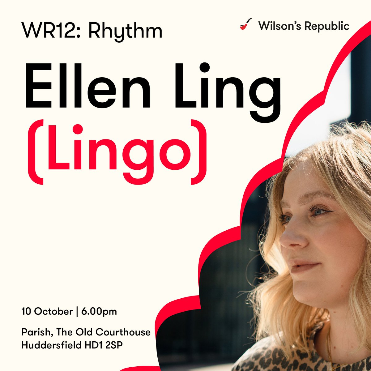wilsonsrepublic's tweet photo. We’re excited to announce our second speaker at WR12: Rhythm 🥁

Ellen Ling is the creative brains and copywriting brawn behind @‌lingo .

📅 Thursday 10th October, 6pm 

📍The Parish, @‌Parish Huddersfieldhttps://www.eventbrite.co.uk/e/wilsons-republic-12-tickets-1016675422557 https://t.co/XdVdWC9DF7