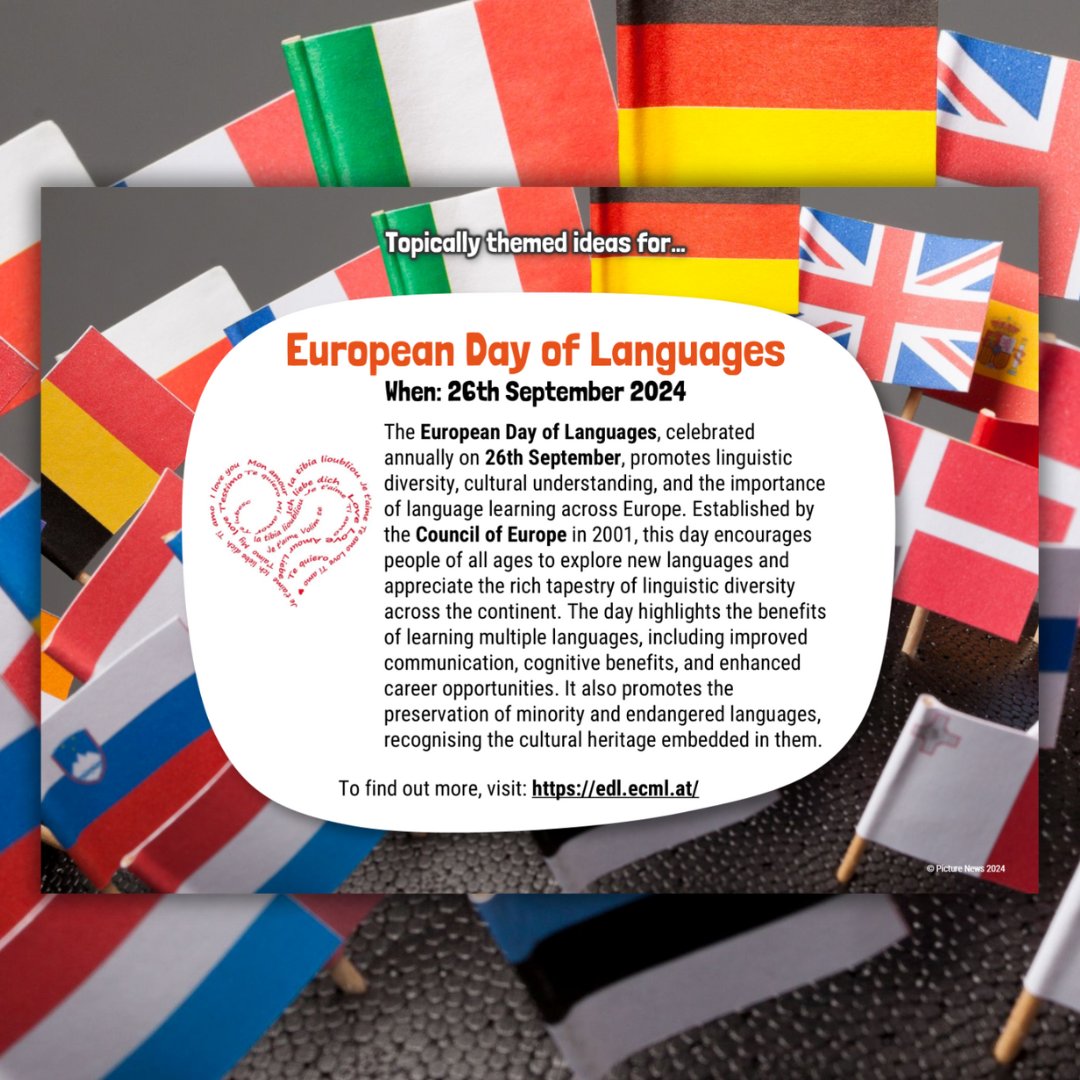 CarePicture's tweet photo. A peek at this week's Themed Ideas resource for European Day of Languages! 💬

This week's pack features engaging activities for care home residents... including flag making!

Explore the full resource for free here 👉 https://t.co/fkKjp8ENB0

#carehome #careactivities #carers https://t.co/TrpRBRKOiY