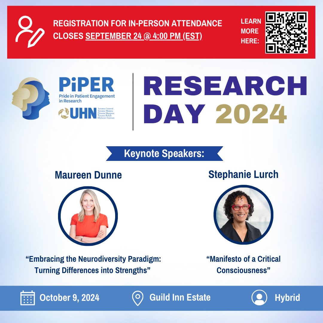 We extended the deadline for in-person attendance registration to tomorrow, Sep 24, 4 pm (EST). Make sure to register and participate in this amazing day! Register here: site.pheedloop.com/event/PiPER202…