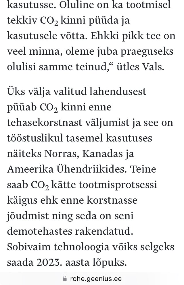See on väga meisterlik spin EElt, et kord saab süsinikku lihtsasti kinni püüda ja siis jälle ei saa üldse mitte ja seepärast ei ole realistlik kliimamuutuste peatamise meetmeid vaja ette võtta ja õliehased peavad saama rahus unnata.

Klassikaline “big oil” strateegia.