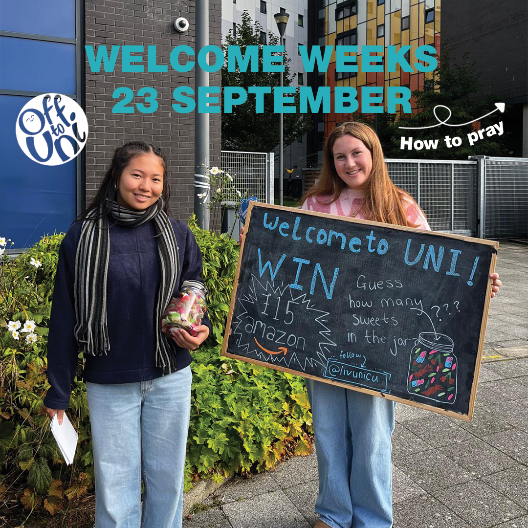 UCCF's tweet image. As CUs welcome new students this week, will you pray for their outreach, as they proclaim Christ? uccf.org.uk/supporting-new…