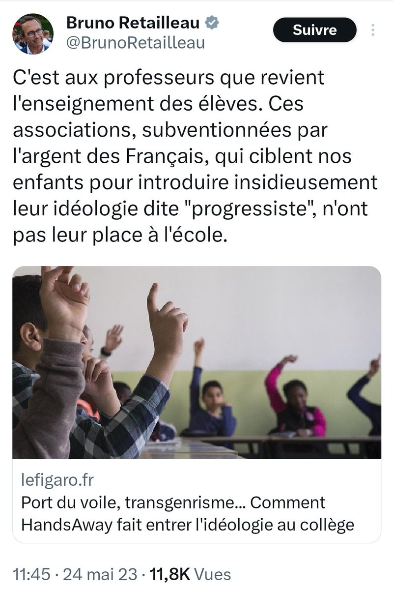 Abrogation du mariage pour tou.te.s, interdiction des transitions pour les mineur.e.s trans, loi "Don't Say Gay" à l'école : Retailleau vous donne le programme des Républicains pour les droits LGBT+. 

Croyez-les la première fois quand ils disent qu'ils vont supprimer vos droits.