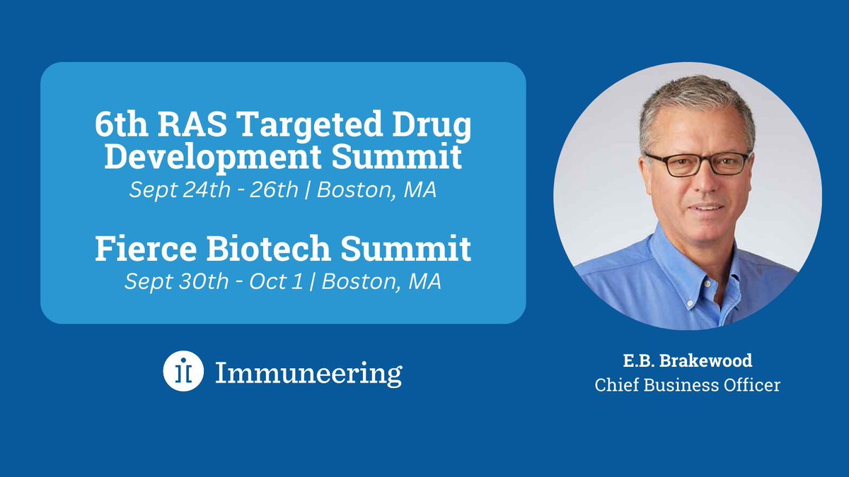 Immuneering's tweet photo. $IMRX CBO E.B. Brakewood will be in Boston this month for two important biotech conferences & will be available for meetings.
Learn more about our universal-RAS/RAF medicines: https://t.co/S3hp3iHB27
@LifeSciEvents @RAS_Targeted #DrugDiscovery #UniversalRAS #UniversalRAF https://t.co/fA0NnbqWgR