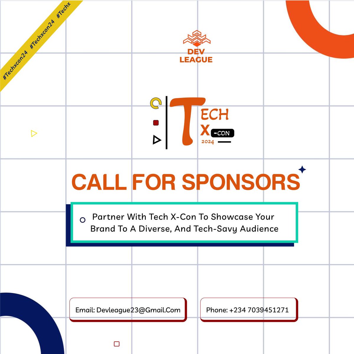 globalconfy's tweet photo. Call for Sponsorship and Partnership📣
Here comes the opportunity to partner with and sponsor #Techxcon happening this November.
See flyer for more details.
Register here: https://t.co/W5iMLa95jw
#TechXCon #TechXCon24 #Devleague https://t.co/m06ZA9Ko2c