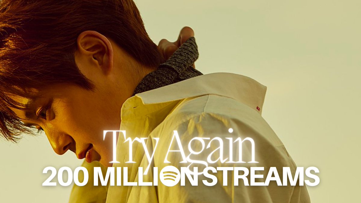 "Try Again" has surpassed 200 million streams on Spotify!   

JAEHYUN TRY AGAIN 200M 
#TryAgain_200M_on_Spotify 

#JAEHYUN #재현 <a href="/d_earOfficial/">d.ear</a>
