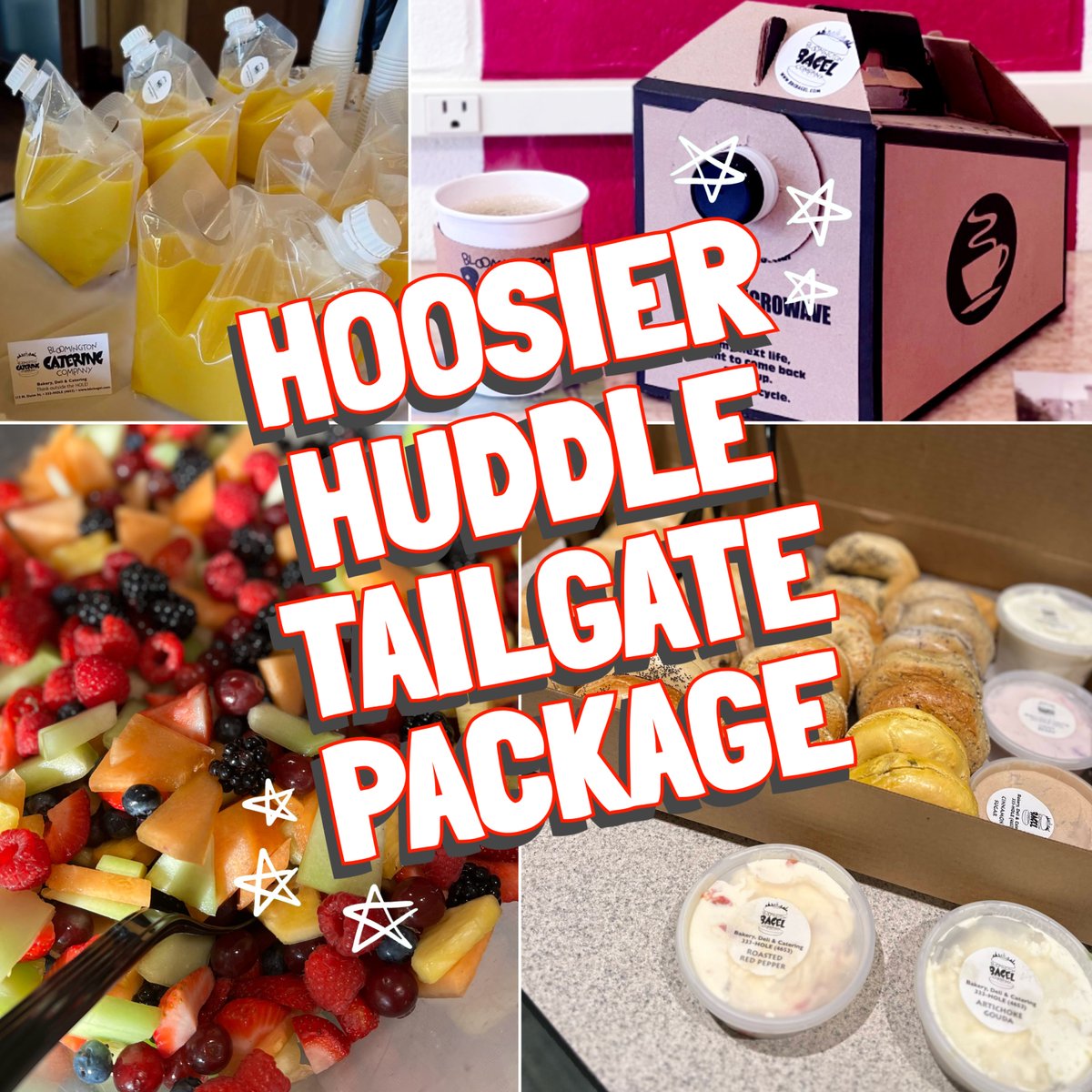 Get ready for game day with the Hoosier Huddle Tailgate Bundle from Bloomington Bagel! 🏈🥯

Make your game day gatherings even more delicious!

bbcbagel.com/product/hoosie… 

…

#bloomingtonbagelcompany #food #bagels #bloomington #indianauniversity #iufootball #tailgating #catering
