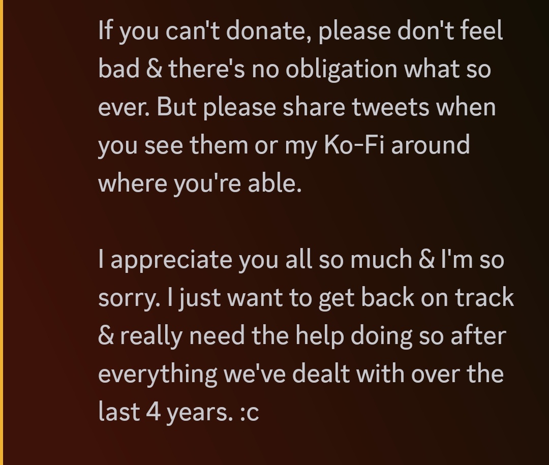 Please read. 🥺

❤️ Ko-Fi.com/vexmlk

I'm sorry &amp; if anyone would like context or a full explanation, please don't hesitate to message myself or a member of my moderation team.