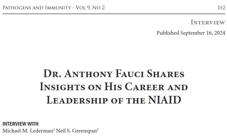 paijournal's tweet image. In this exciting interview with Pathogens and Immunity senior editors, Dr. Anthony Fauci discusses his career and shares how his early experiences led to his leadership of the #NIAID. To watch the interview: buff.ly/47ExA5W To read the transcript: buff.ly/3Xtp4SQ