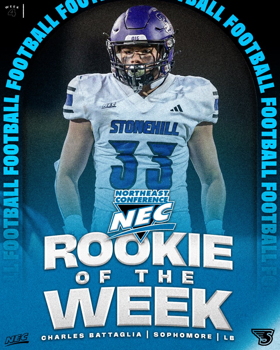 NEC Football (@necfootball) on Twitter photo ๐๐
The #NECFB Rookie of the Week is แดสแดสสแด๊ฑ สแดแดแดแดษขสษชแด from <a href="/GoStonehill/">Stonehill Athletics</a> โ๏ธ
ยป Recorded a career-high 7๏ธโฃ tackles in Stonehill's 35-21 win ๐ Sacred Heart
ยป 6๏ธโฃ of his 7๏ธโฃ tackles were solo stops
ยป First #NECROW award
#NECelite ๐๐
The #NECFB Rookie of the Week is แดสแดสสแด๊ฑ สแดแดแดแดษขสษชแด from <a href="/GoStonehill/">Stonehill Athletics</a> โ๏ธ
ยป Recorded a career-high 7๏ธโฃ tackles in Stonehill's 35-21 win ๐ Sacred Heart
ยป 6๏ธโฃ of his 7๏ธโฃ tackles were solo stops
ยป First #NECROW award
#NECelite