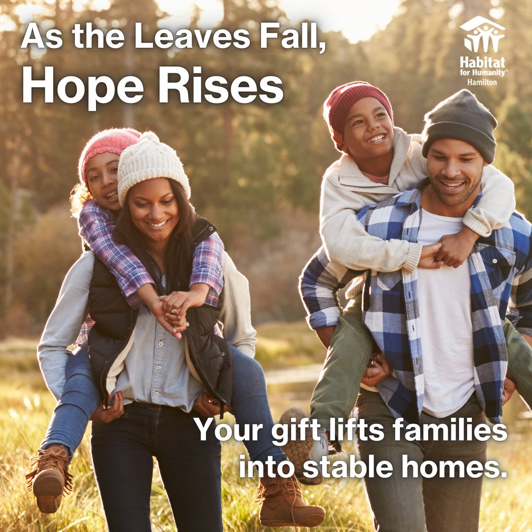 HabitatHamilton's tweet photo. This fall, your gift can help families find stability in new homes. Together, we can build brighter futures! ๐ก๐
Donate today: https://t.co/FZjSMST6lu
#HabitatForHumanity #FallGiving #SupportFamilies https://t.co/rw9iiPgFMF