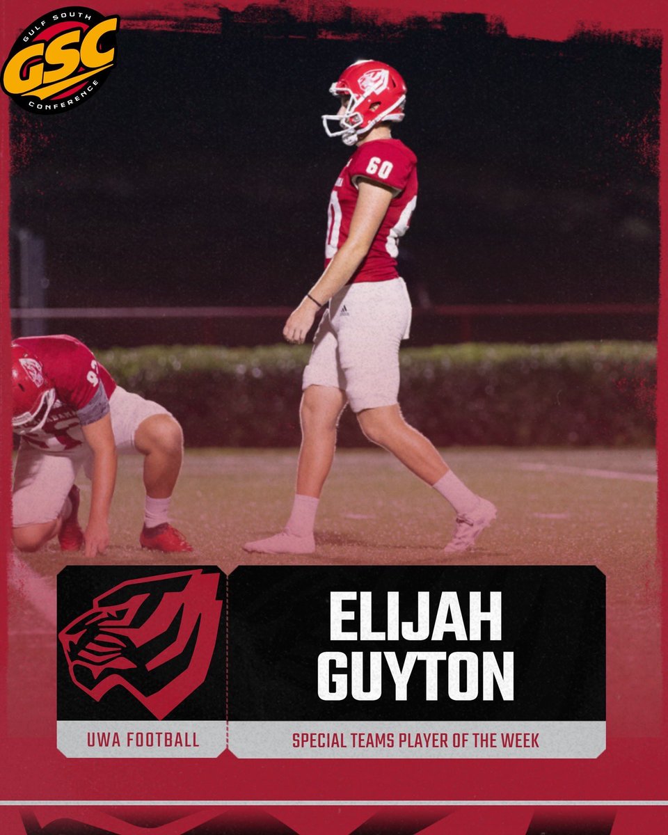 No surprises here‼️

Congrats to Lamar on being named the GSC Defensive Player of the Week and Elijah on being named the Special Teams Player of the Week for the second time this season! 👏

📰: uwaathletics.com/news/2024/9/23…