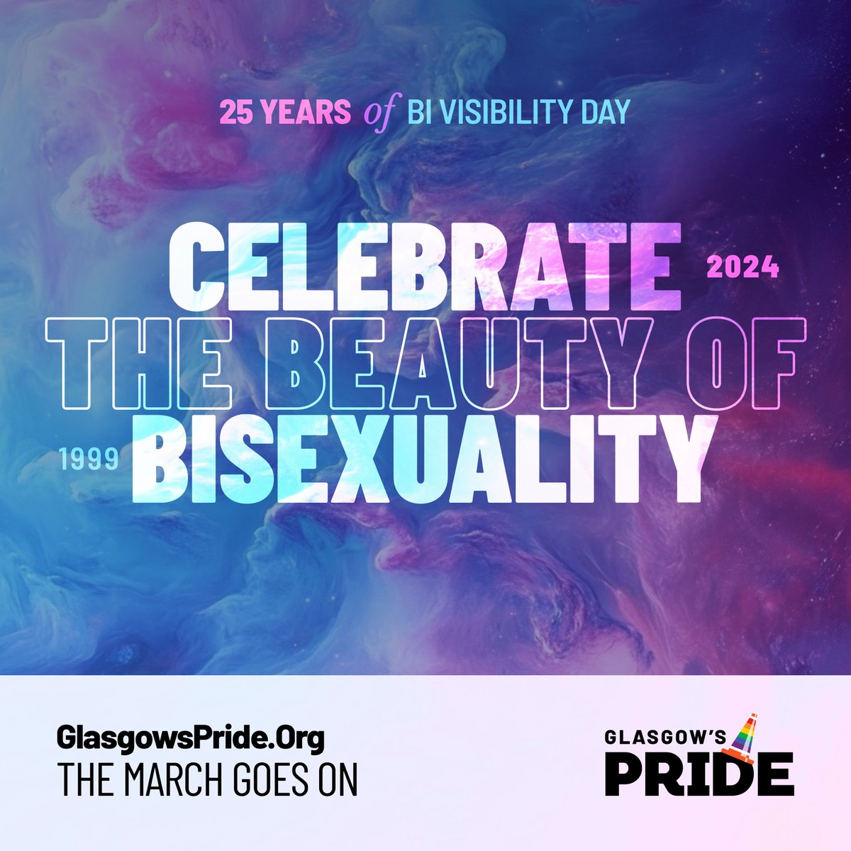 GlasgowsPride's tweet photo. It's been 25 years since Bi Visibility Day was 1st celebrated! Let's celebrate the vibrant and diverse bisexual community. We honour the courage and resilience of the bisexual members of our community everywhere. #BiVisibilityDay #CelebrateBisexuality #25Years #lgBtqia #together https://t.co/FJEF2IoNHq
