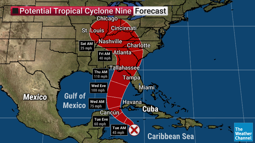 Here's the current forecast cone for what is expected to be the next named storm of the season - Helene.

Download The Weather Channel TV app for updates: bit.ly/3UzM2rh