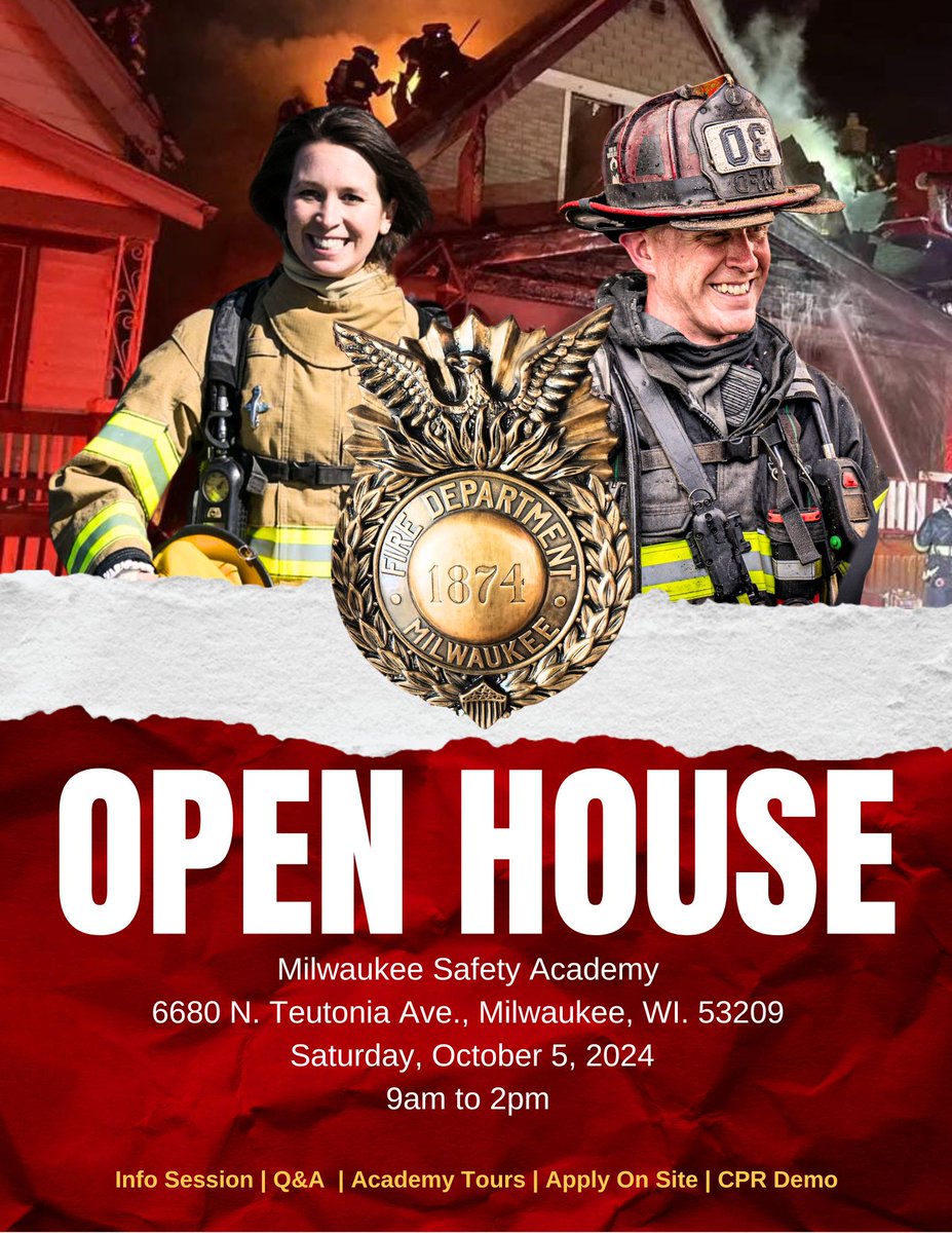 MilwaukeeFPC's tweet photo. We are teaming up with The Milwaukee Police Department and Milwaukee Fire Department for another Open House Event!  If you have the desire to serve your community this event will help you get one step closer to reaching your goal!

https://t.co/qPSMKqVQgn https://t.co/I4hsZyZwuC